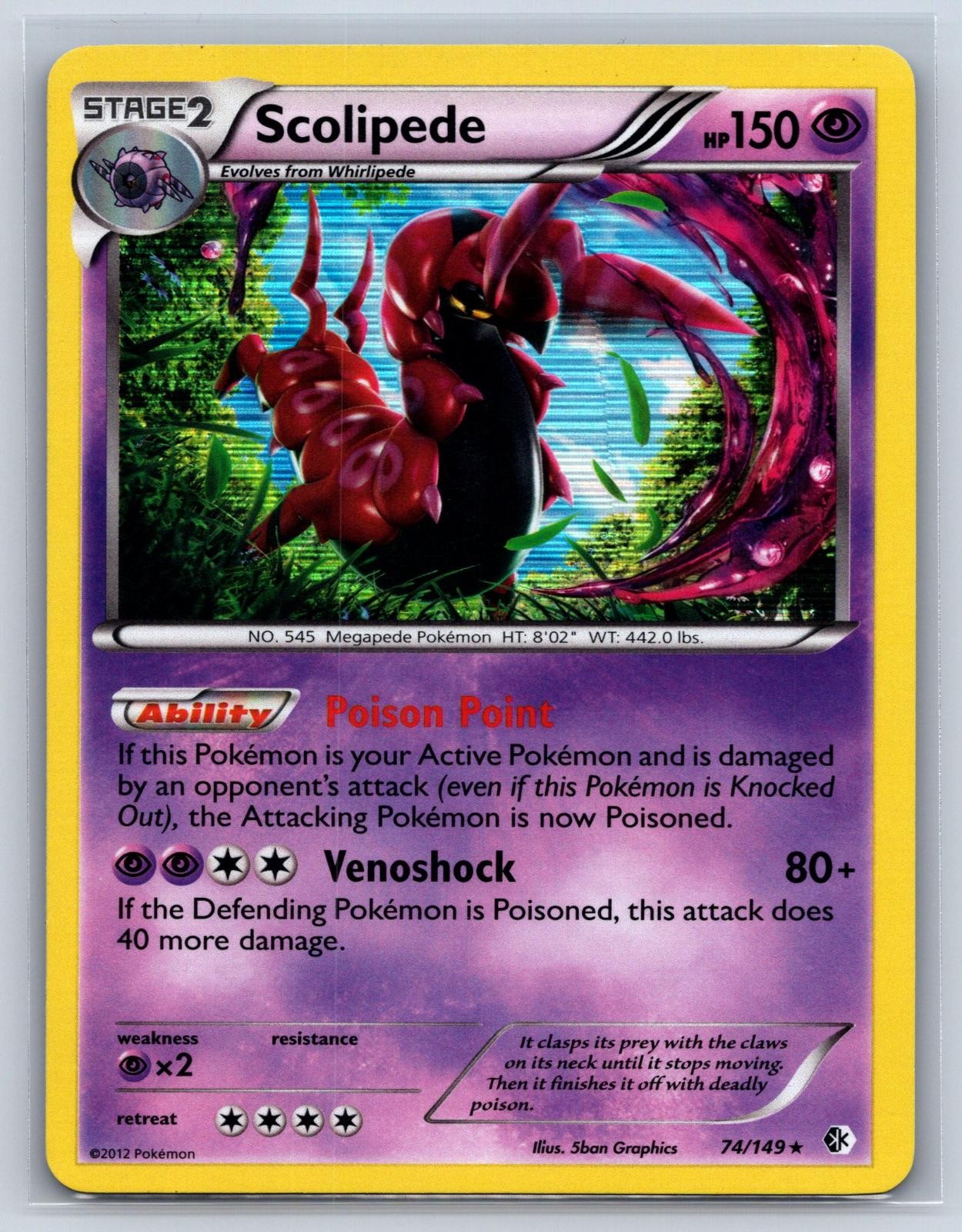 Scolipede 74/149 Holo Rare Boundaries Crossed Pokemon Near Mint