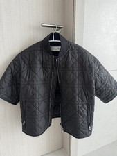 Christian Dior black Macrocannage quilted short-sleeve bomber jacket Size 36