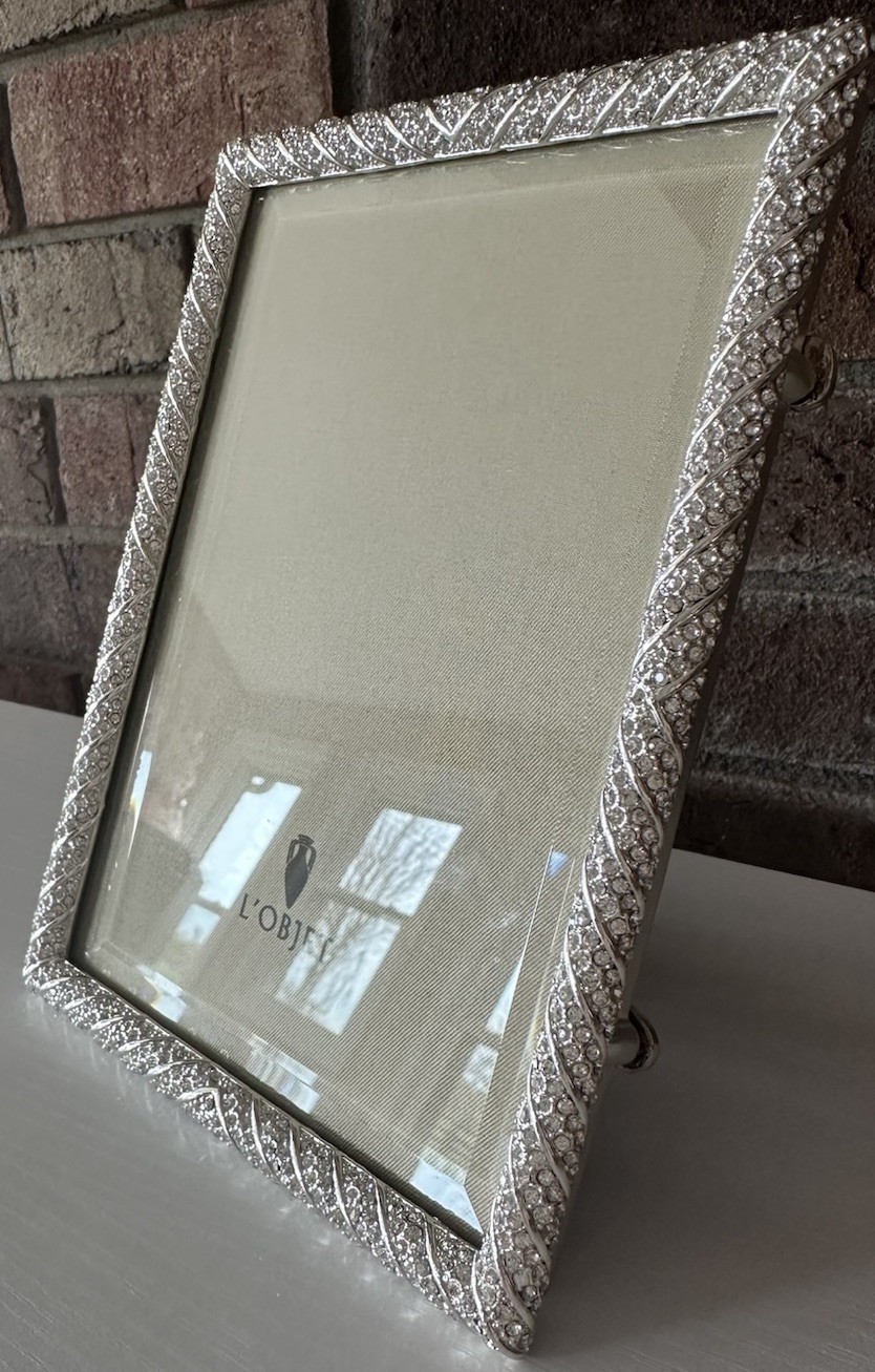 L'Objet Deco Twist Pave Frame 5x7 Platinum Plated, White Swarovski Crystals