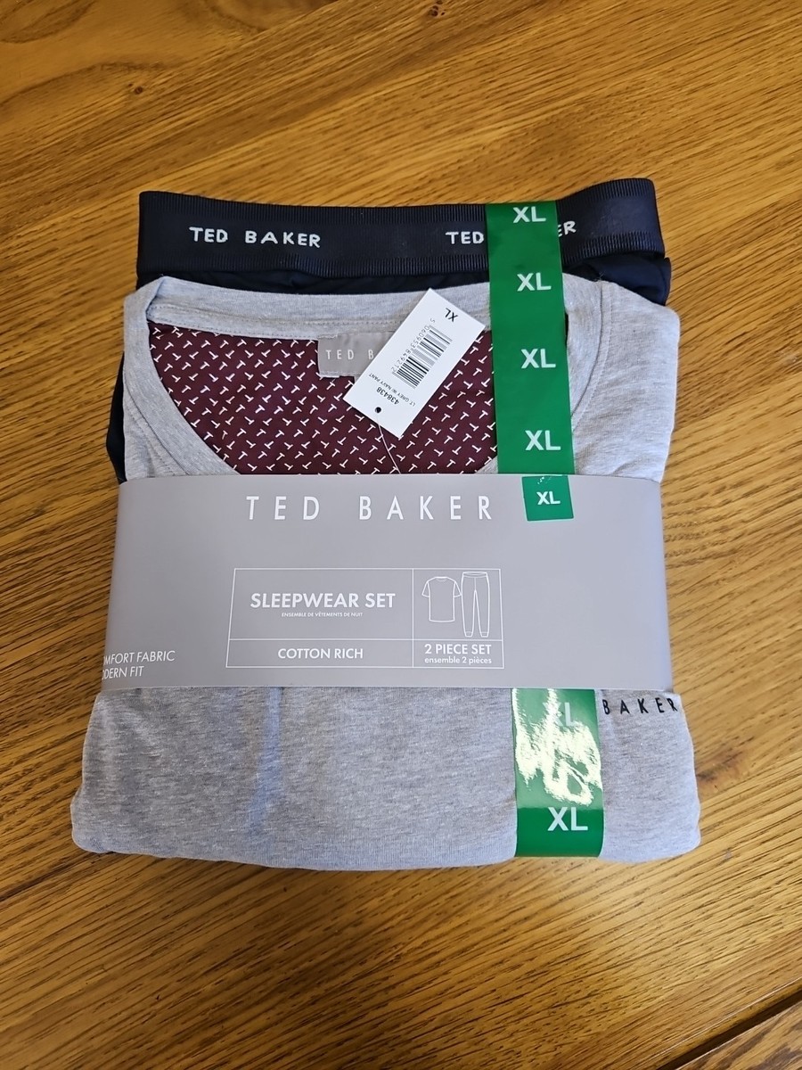 Ted Baker Piece Sleepwear Set Grey/Navy XL