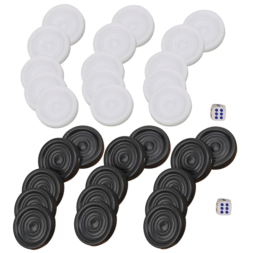 22mm Plastic Black White Backgammon Checkers Chips Pieces Set Kids Children Toy - Image 4 of 4
