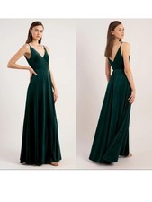 Jenny Yoo Dress Emerald Green Velvet Andi Wrap Gown Size 0