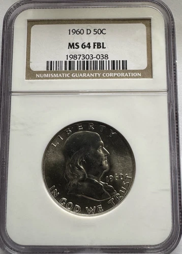 1960-D Franklin Half Dollar 50c NGC MS64 FBL