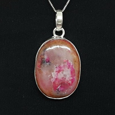 GROSSER 12,00ctw Himbeer Rhodonit Cabochon Silber Anhänger 7,5g