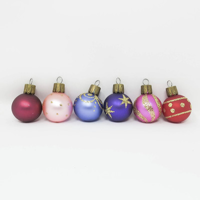 Lot of 6 Vintage Neiman Marcus Mini Hand Blown Glass Ornaments ~ Czech ~ 1-1/4''