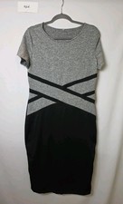 Unbranded Gray & Black Stretch Short Sleeve Dress Womens L
