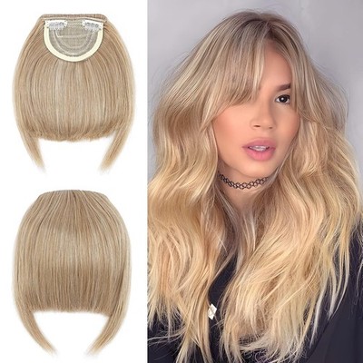 Hochwertige Echthaar Pony Extension Fransen Clip-in, Natürlicher Look, 2 Clip...