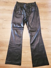 Vintage Women  s Ralph Lauren Jeans Chocolate Brown Leather Pants Small 6 PETITE