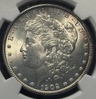 1902-O Morgan Silver Dollar, NGC MS63, Clean Cheek, Brite White, Edge Toning!