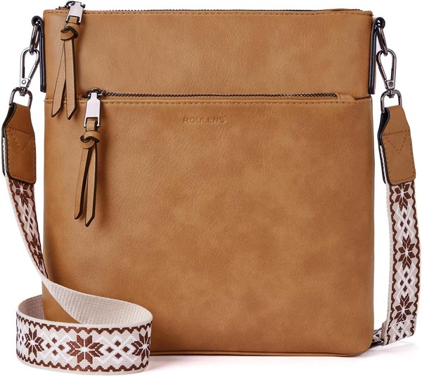 Roulens Damen UmhäNgetasche Vegan Leder Crossbody Tasche Mit Breitem Gurt-image