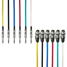 AxcessAbles XLR Female to 1/4 TRS Balanced 3ft Speaker Color Cable 6 PCS Snake