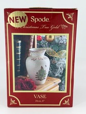 NEW IN BOX Spode Christmas Tree Gold Vase 8" H x 5.5" L Christmas Tree Holiday