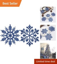 Plastic Christmas Glitter Snowflake Ornaments Christmas Tree Decorations, 4-i...