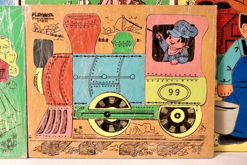 De Colección Playskool Rompecabezas de Madera Lote De 8 Mickey Hansel Granja Tractor Cachorro Tren Autobús - Imagen 10 de 13