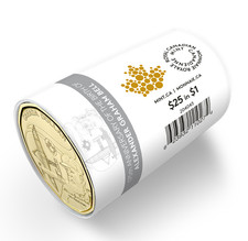 ALEXANDER GRAHAM BELL 2022 CANADA 25x$1 Non-Color Special Wrap Dollar Coin Roll