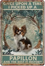 Vintage Tin Metal Signs 8x12 Once Upon A Time I Picked Up A Papillon And The Res