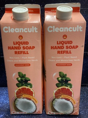 2 X Cleancult Liquid Hand Soap Refill Grapefruit Basil Plant Based 16 Oz Each