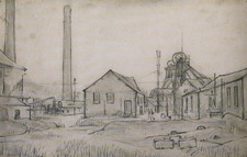 L S Lowry Wet Earth Colliery,  Dixon Fold Original Print Rare Smaller Format H/B
