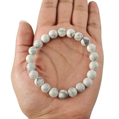 Natural Howlite Beads 8mm Crystal Bracelet For Men Women