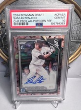 2024 Bowman Draft Sam Antonacci  Popcorn Refractor Auto 3/5 PSA 10 POP 1