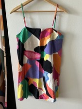 Target a new day Linen Blend Colorful Abstract Mini Dress XS Embroidered Design
