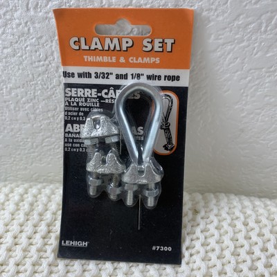 Lehigh Wire Rope Clamps & Thimble Galvanized 3/32  & 1/8  Wire Rope  NIP