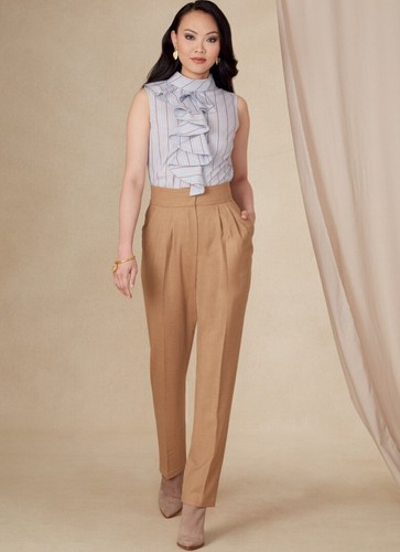 Vogue Sewing Pattern 1829 Misses 16-24 Easy Tapered Cropped Pants High Waisted - Picture 5 of 7