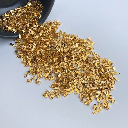 250X Gold Flat Folding Cord End Connector DIY Jewellery Crimps 6x2mm Findings - Picture 3 of 6