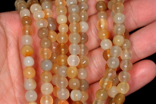 7MM YELLOW AGATE GEMSTONE ROUND LOOSE BEADS 7.5inch - Zdjęcie 3 z 4