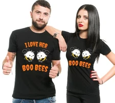 Couples halloween shirts,I Love Her Boo Bees Halloween Matching Couple Costume