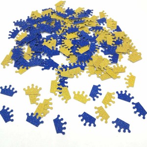 200 Pcs Glitter Crown Gold Royal Blue Confetti Princess Baby