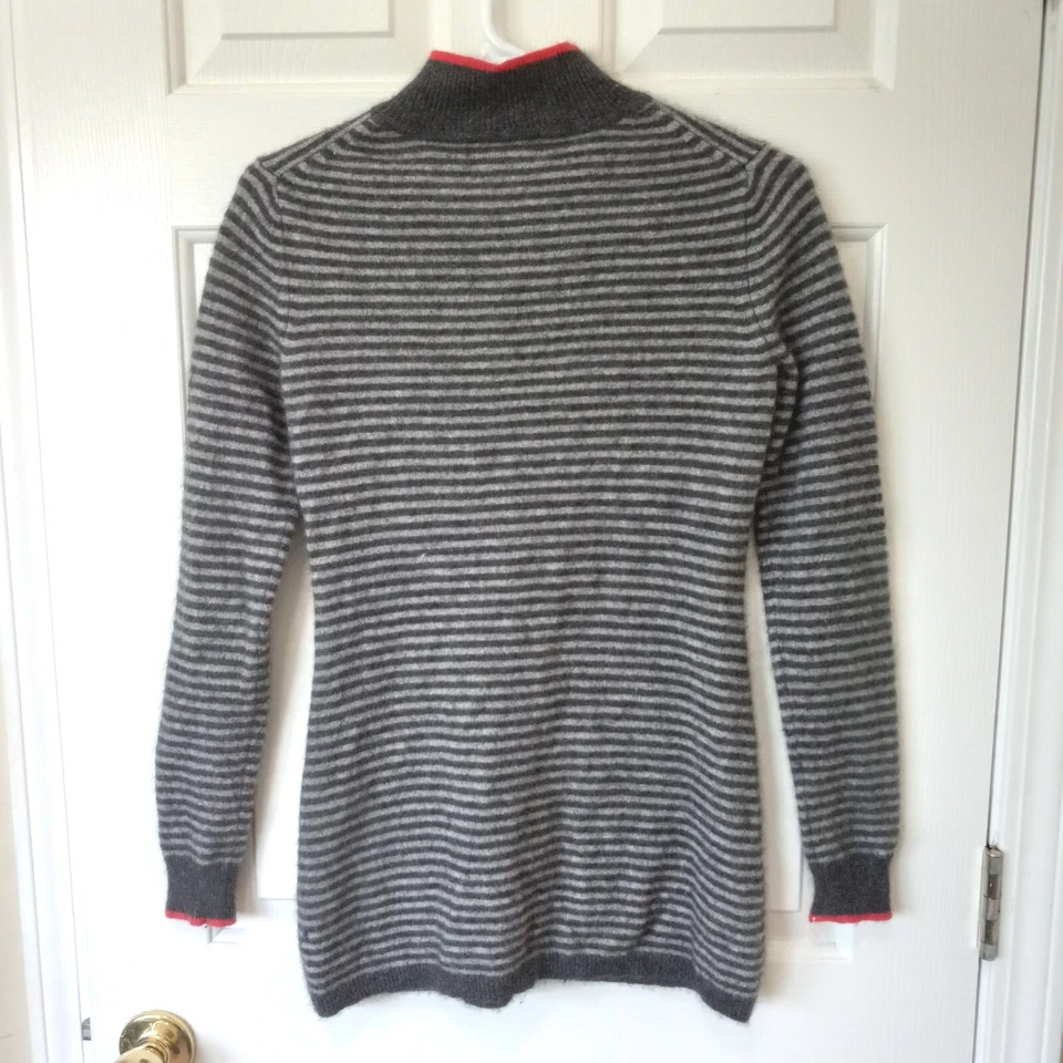 PECK & PECK Cashmere Women's Gray Striped Sweater Tunic Casual Everyday Size S - Image 3 of 3