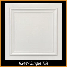Ceiling Tiles Glue Up Styrofoam 20x20 R24 White Pack of 8