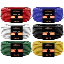 18 Gauge Car Audio Primary Wire (50ft–6 Rolls)– Remote, Power/Ground Electrical