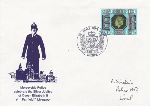 GBP129) FDC GB 1977, Merseyside Police celebrate the Silver Jubilee of Queen Eli