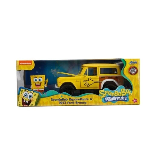 Jada Toys1973 フォード・ブロンコ & スポンジボブ・フィギア Jada Toys 1:24 Diecast 1972 Ford Bronco With Spongebob