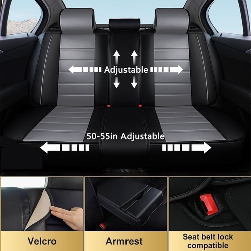 For Toyota Tacoma Car Seat Cover Full Set Leather 5Seats Front Rear Protector - Picture 12 of 18