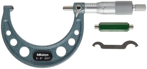 Spherical Face Micrometer, 0-1" Range, 0.0001" Graduation, Flat Spindle