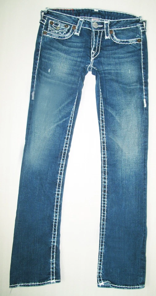 HOT USA Women's TRUE RELIGION @ BILLY SUPER T STRAIGHT DARK STRETCH Jeans 28 x33 - Image 3 of 4