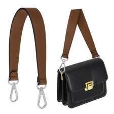 Leather Purse Strap Replacement Crossbody 14 Inch Bag Strap Coffee/Silver