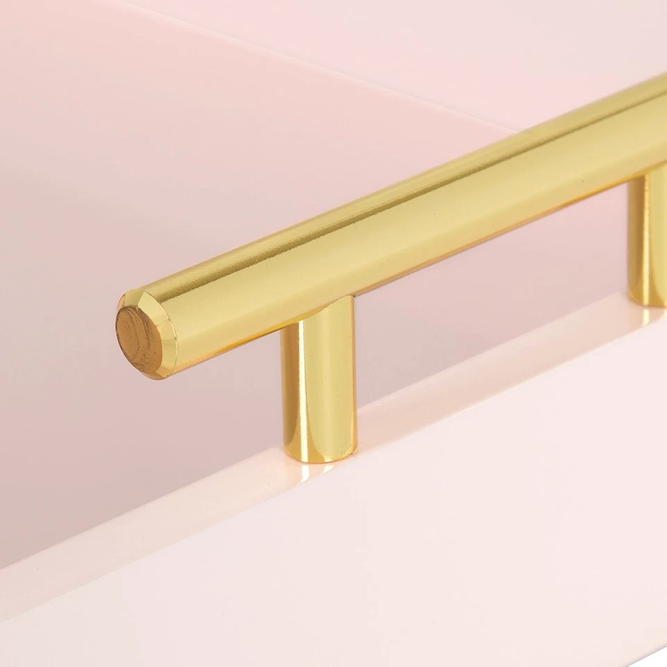 Bandeja decorativa Lipton con asas de metal dorado pulido, rosa suave Foto 3 de 4