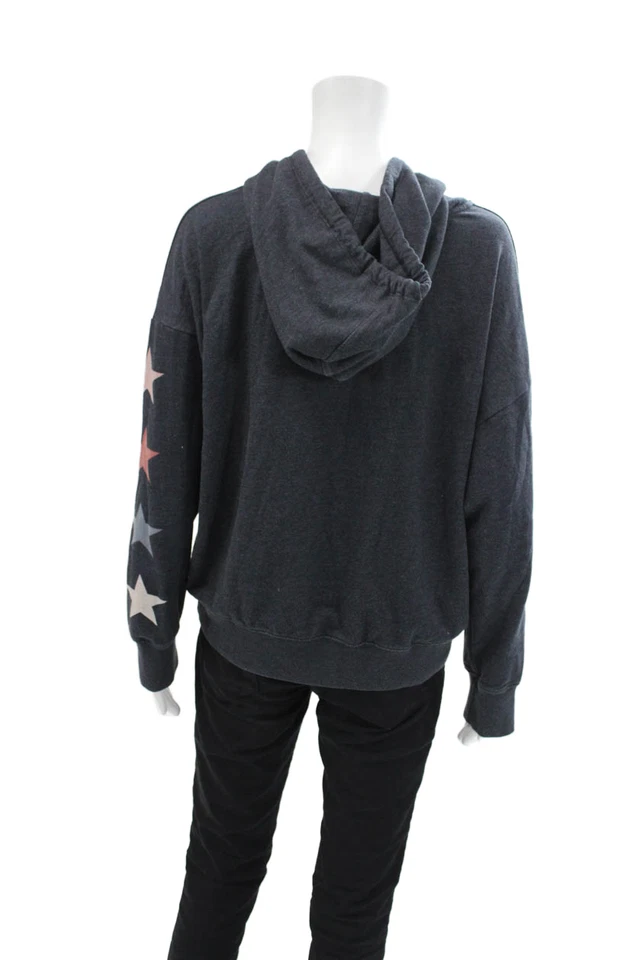 Sundry Womens Star Print Long Sleeve Front Pocket Pullover Hoodie Navy Size 2 - Image 3 of 4