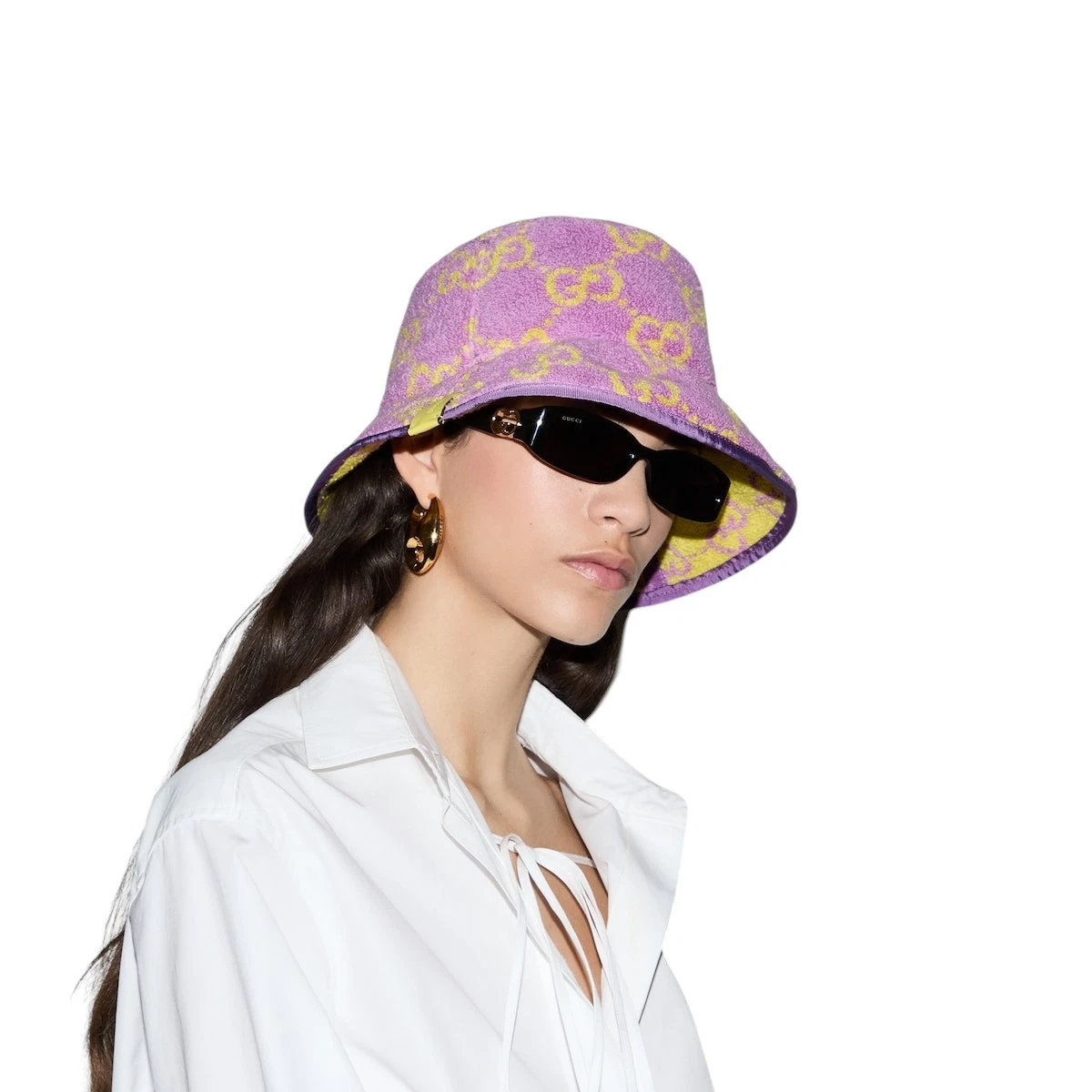Authentic Gucci Pink GG Supreme Terrycloth Jacquard Bucket Hat 782385 New $620