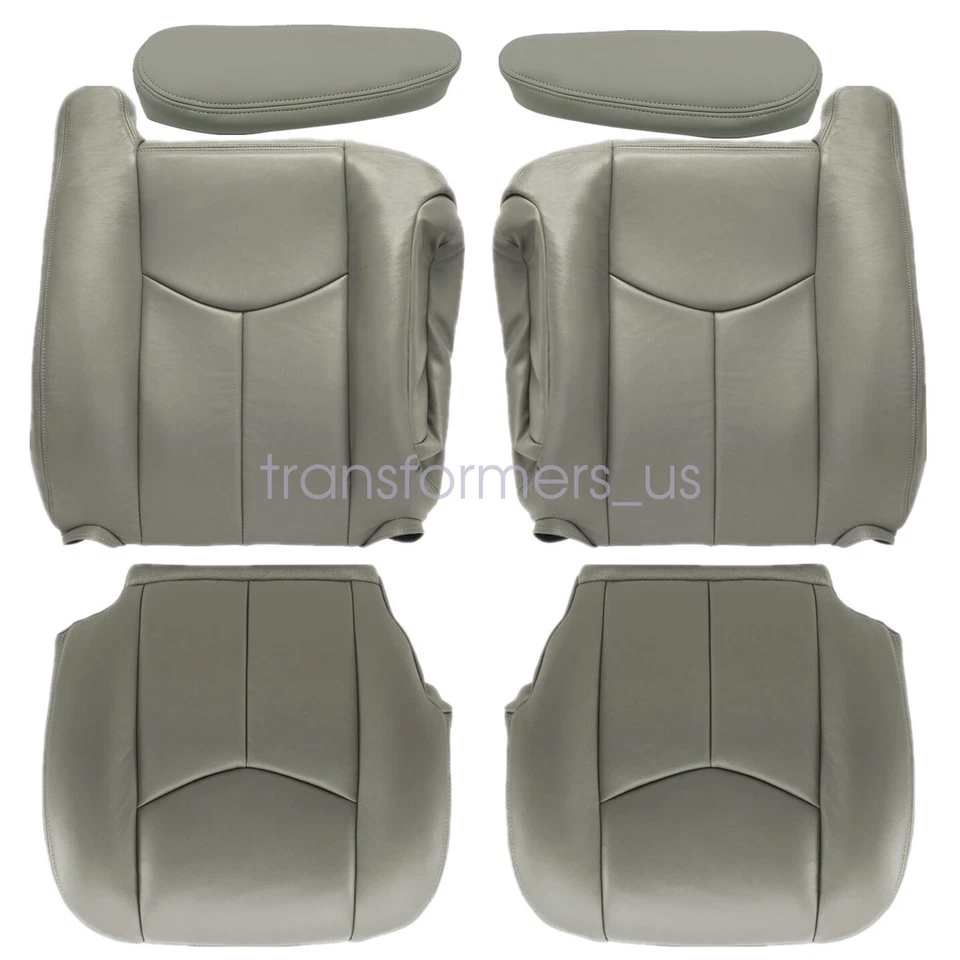 Cubierta de asiento delantera de cuero gris # 922 para Chevy Tahoe Suburban 2003 2004 2005 2006 Foto 4 de 4