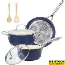 Nonstick Ceramic Cookware Set Pots Pans Kitchen Essentials Induction Safe New