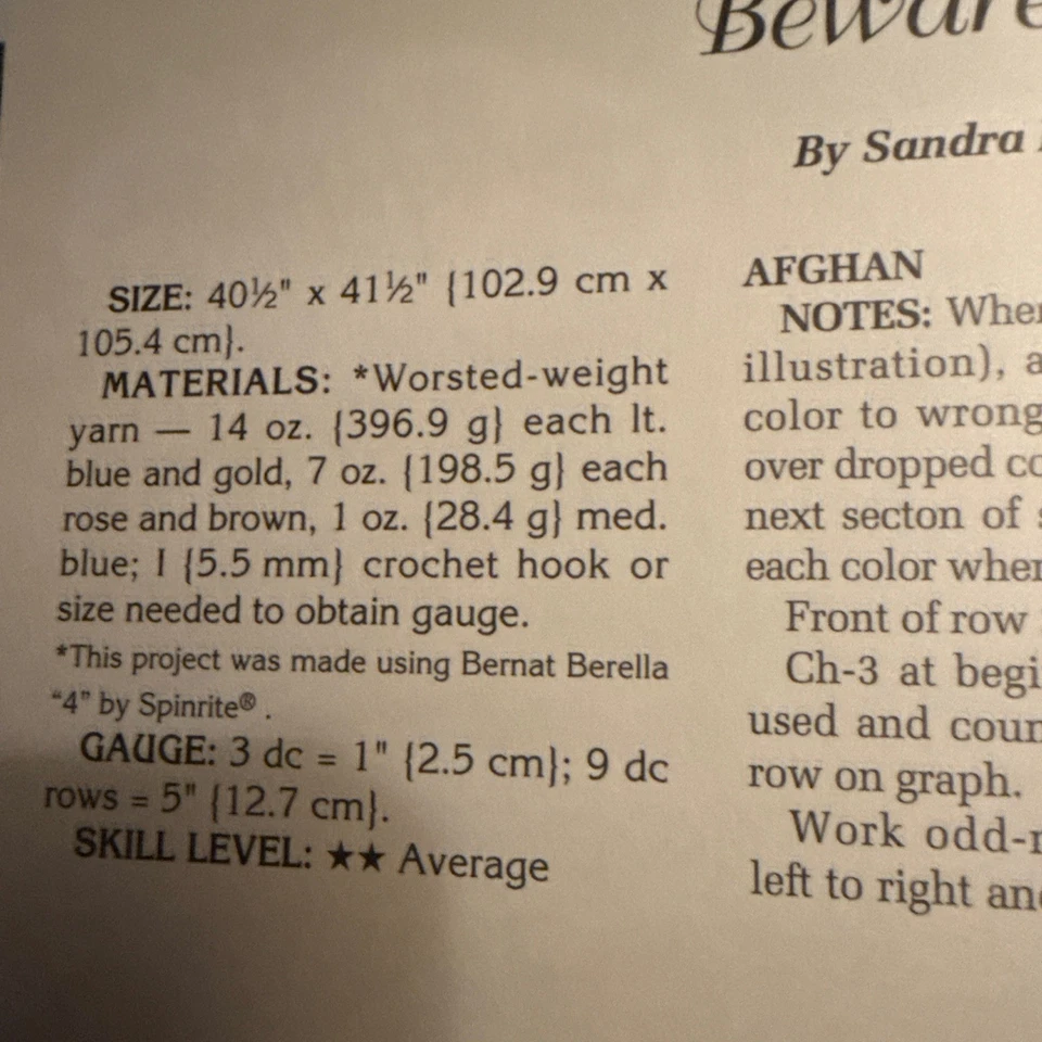 CROCHET Afghan Collector Series ~Be Aware Of The Tiger Afghan~PATTERN Only~ - Image 2 of 2