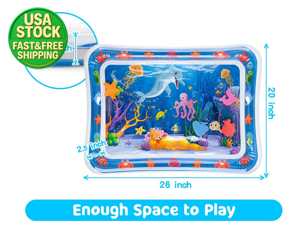 Inflatable Tummy Time Water Play Mat for Babies 3-12 Months Development Toy