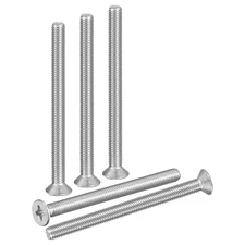 M8-1.25x100 Flat Head Machine Screws -5pcs -304 Stainless Steel -Silver