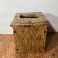 Vintage Heavy Oak Wood Tissue Box Dispenser Cover Retro - See Measurements