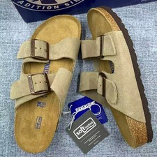 Birkenstock Arizona Taupe Suede Leather Unisex Sandals Narrow 37-41/Wide 42-45